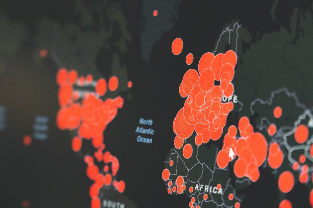 global map with pins