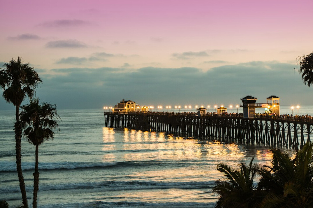 coastal town at dusk