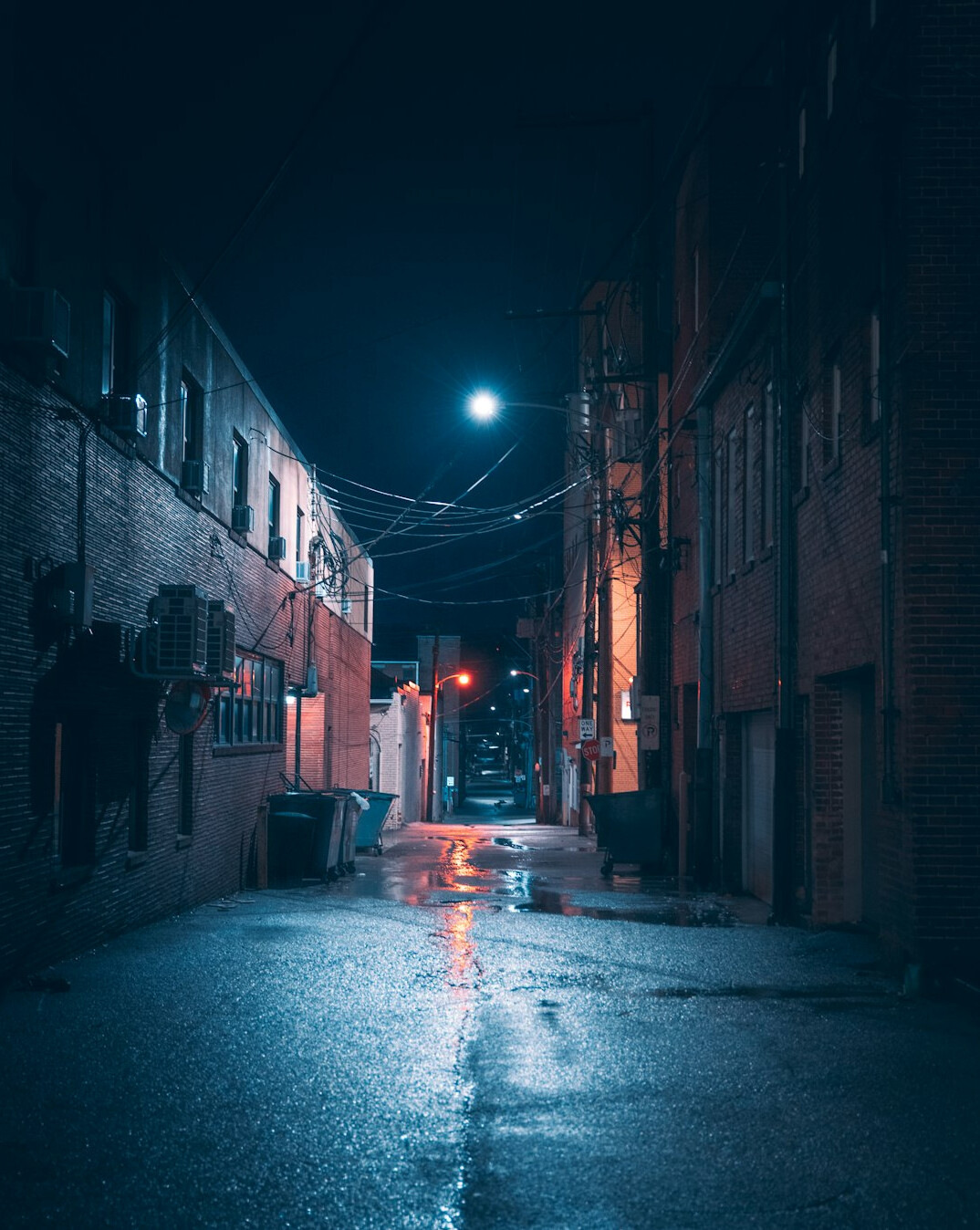 dark foggy alley at night