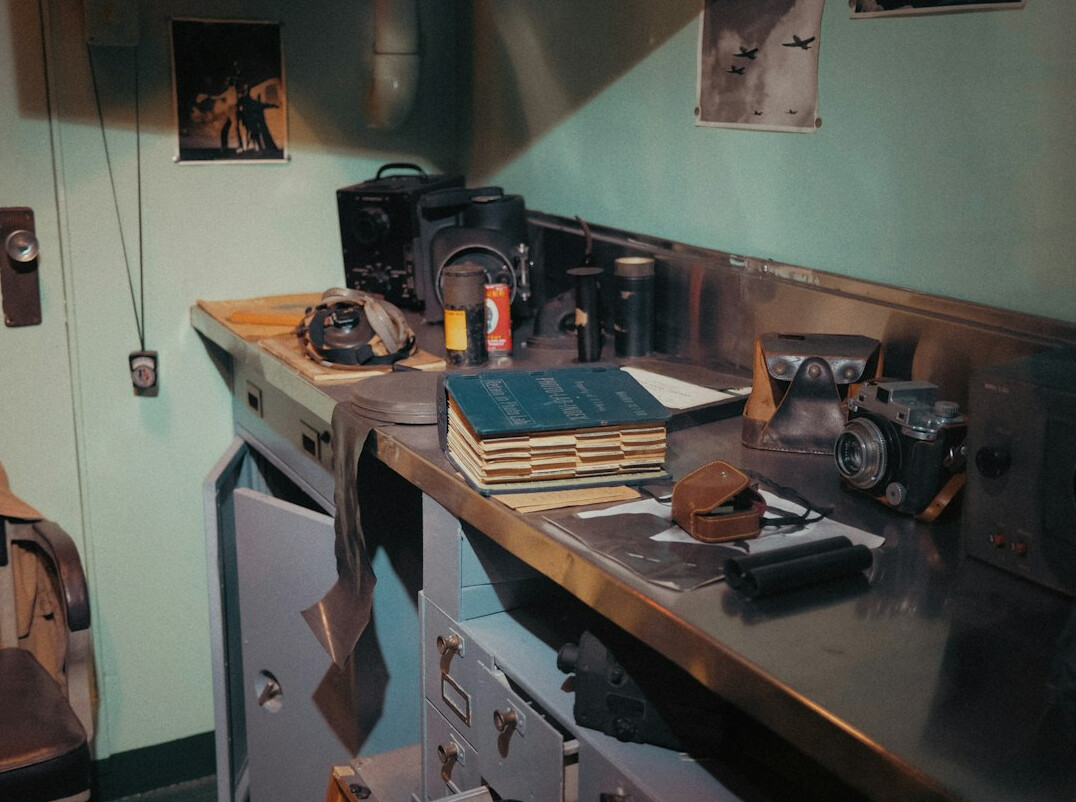 old police files on desk